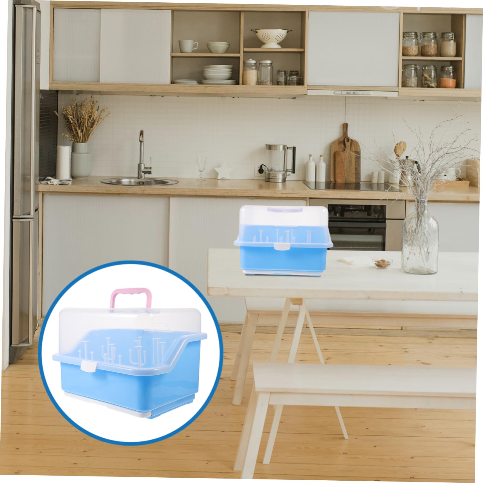 ibasenice Séchoir à Biberons avec Boîte De Rangement pour Vaisselle De Égouttoir Pratique Et Couvercle Inclus pour Protéger Les Articles