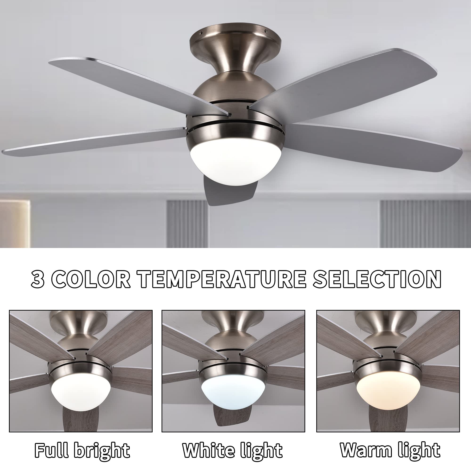 Ceiling Fans with Lights Remote Control, 52 Inch Indoor Ceiling Fan for