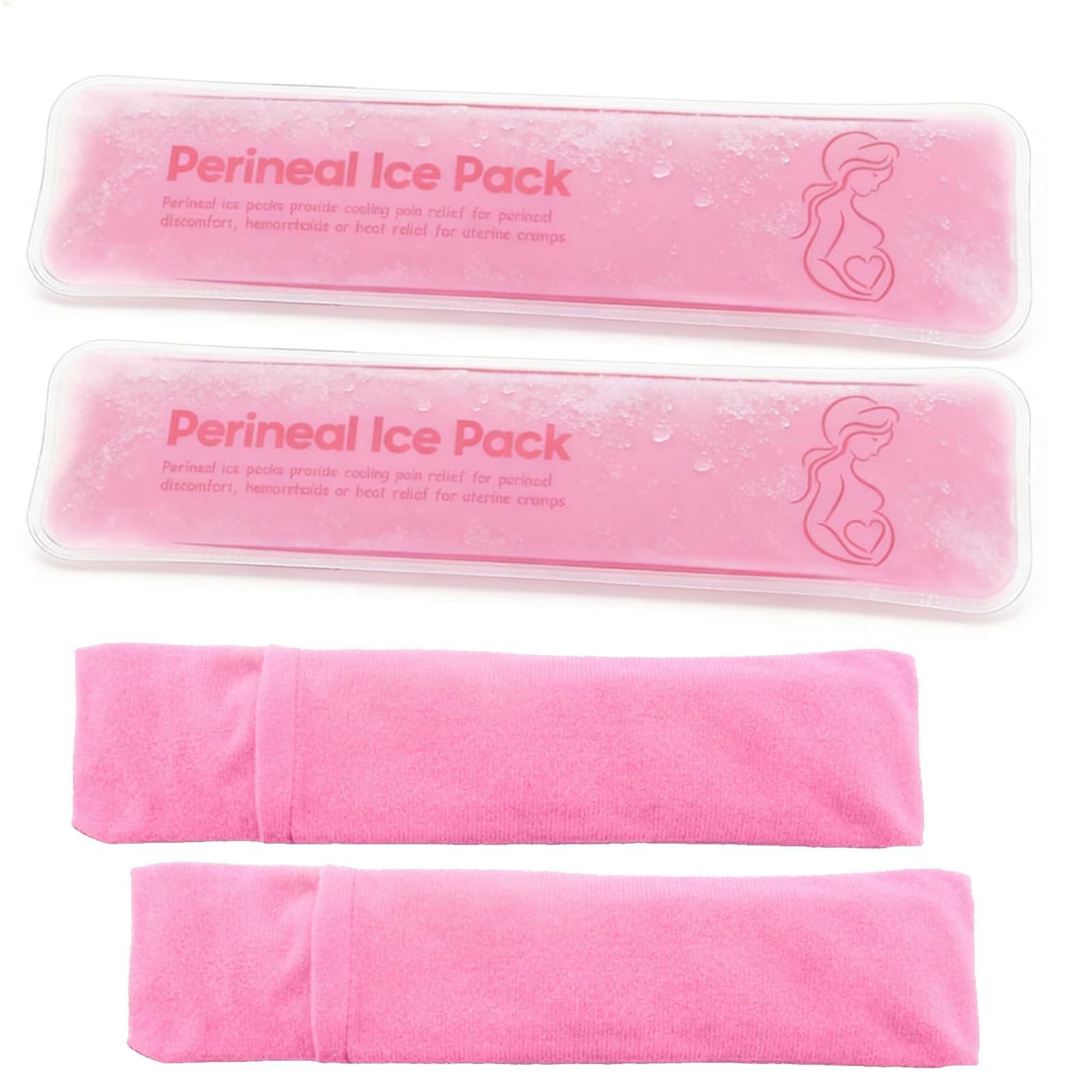 Perineal Cooling Pad, Postpartum Cold Packs Gel Bead Ice Pack Cold Therapy for Women After Pregnancy and Delivery, 2 Ice Pack and 3 Cover (Pink Gel Ice Pack)