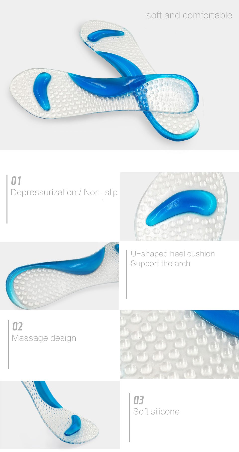Pedimend Orthopädische Fußgewölbe-Einlegesohlen für Plattfuß, für Stöckelschuhe geeignet, Fußstütze, Fußkissen, Mittelfußpolster, rutschfest, flache Fußkorrektur, Massage-Einlegesohlen, 2 Paar/4 Stück