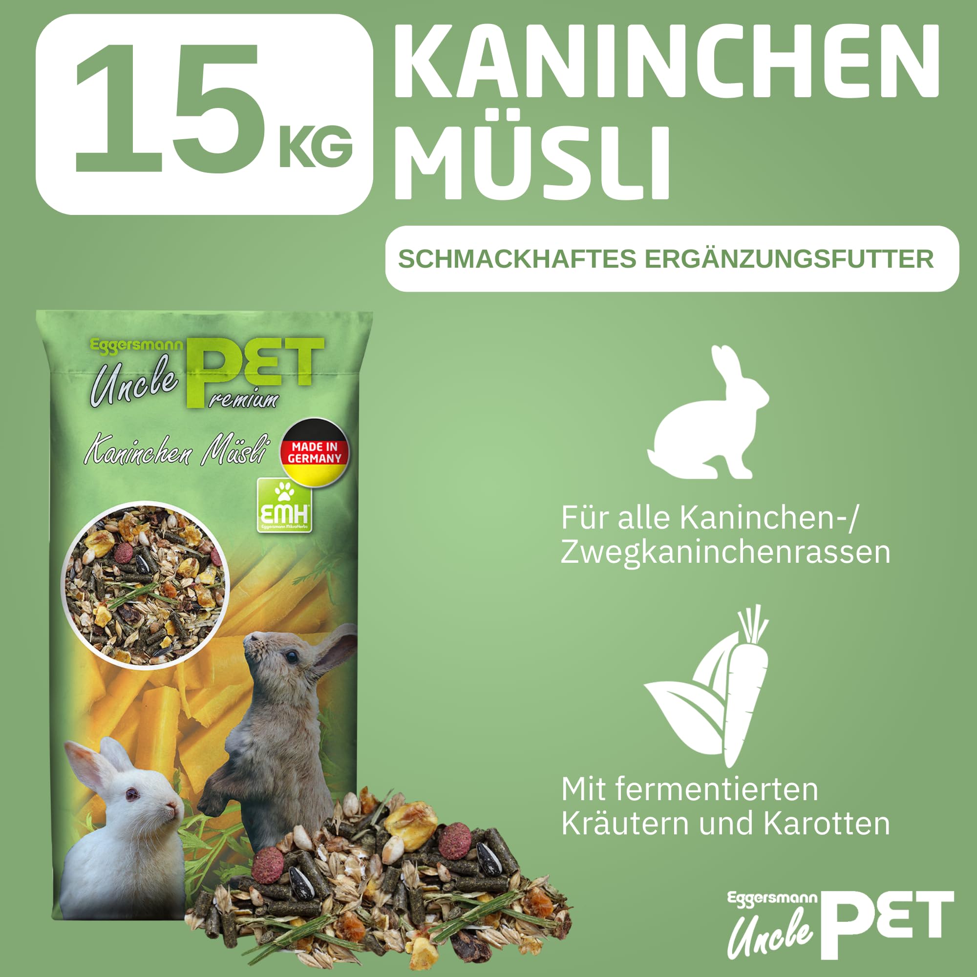 Cibo Per Conigli Eggersmann Uncle Pet 2.5kg - Muesli Premium Con Erbe E Carote, Secchio Richiudibile - Foto 8