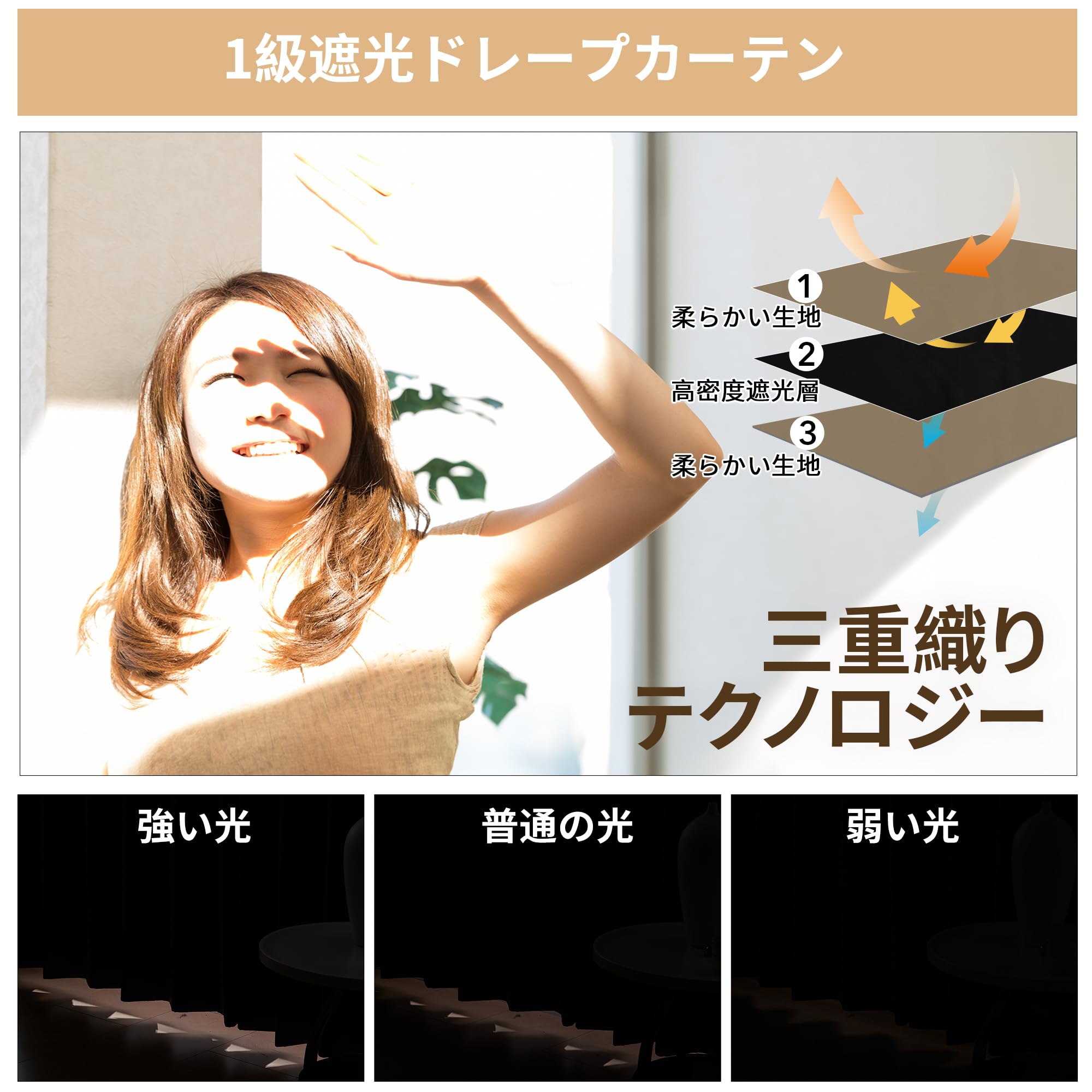 Amazon｜Deconovo カーテン 2級遮光 2枚組 幅180×丈230cm 厚手