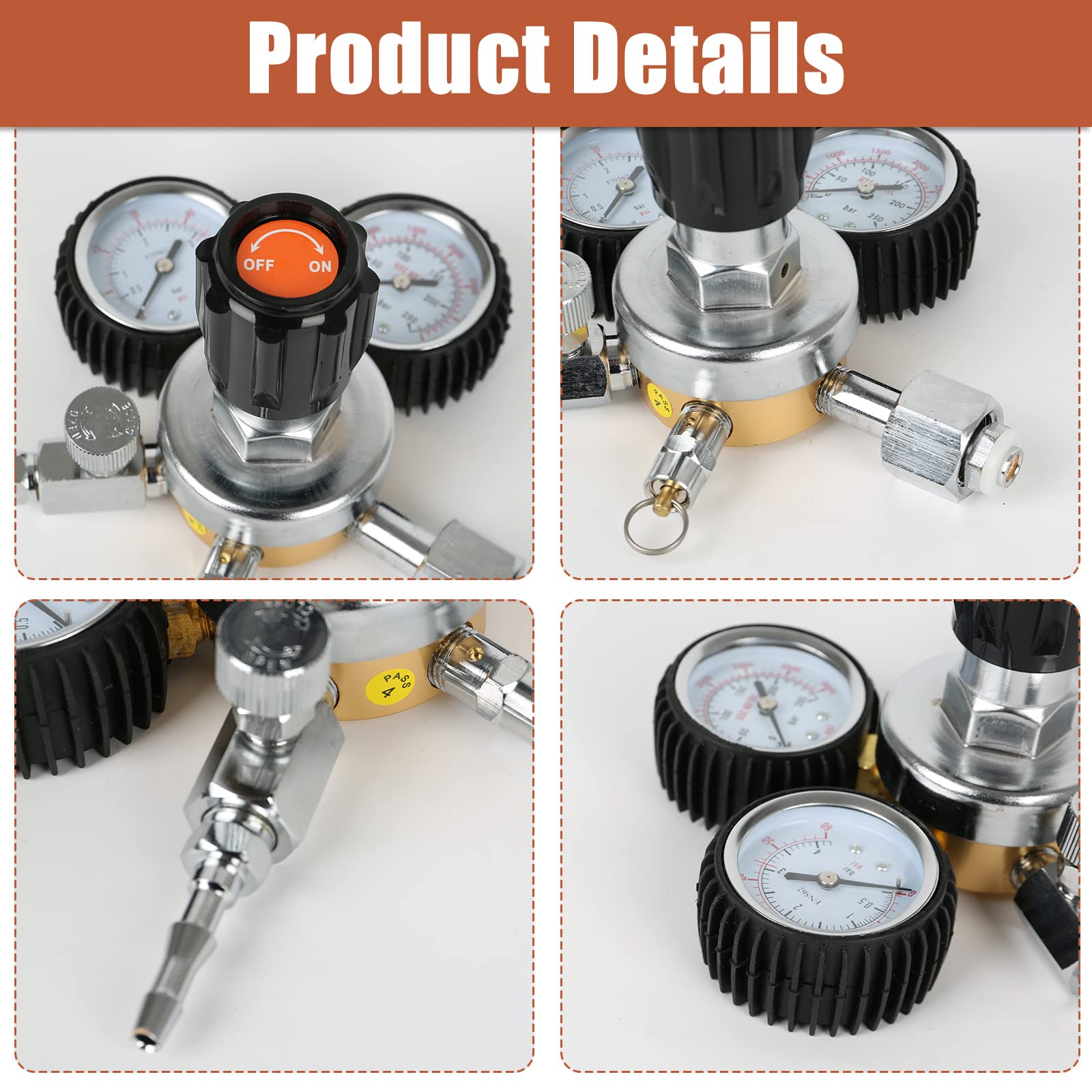 Druckminderer Druckregler CO2, Druckminderer Dual Manometer W21.8 R134A A/C Doppelmanometer-Regler Für Bierbrauen, Bierzapfanlage