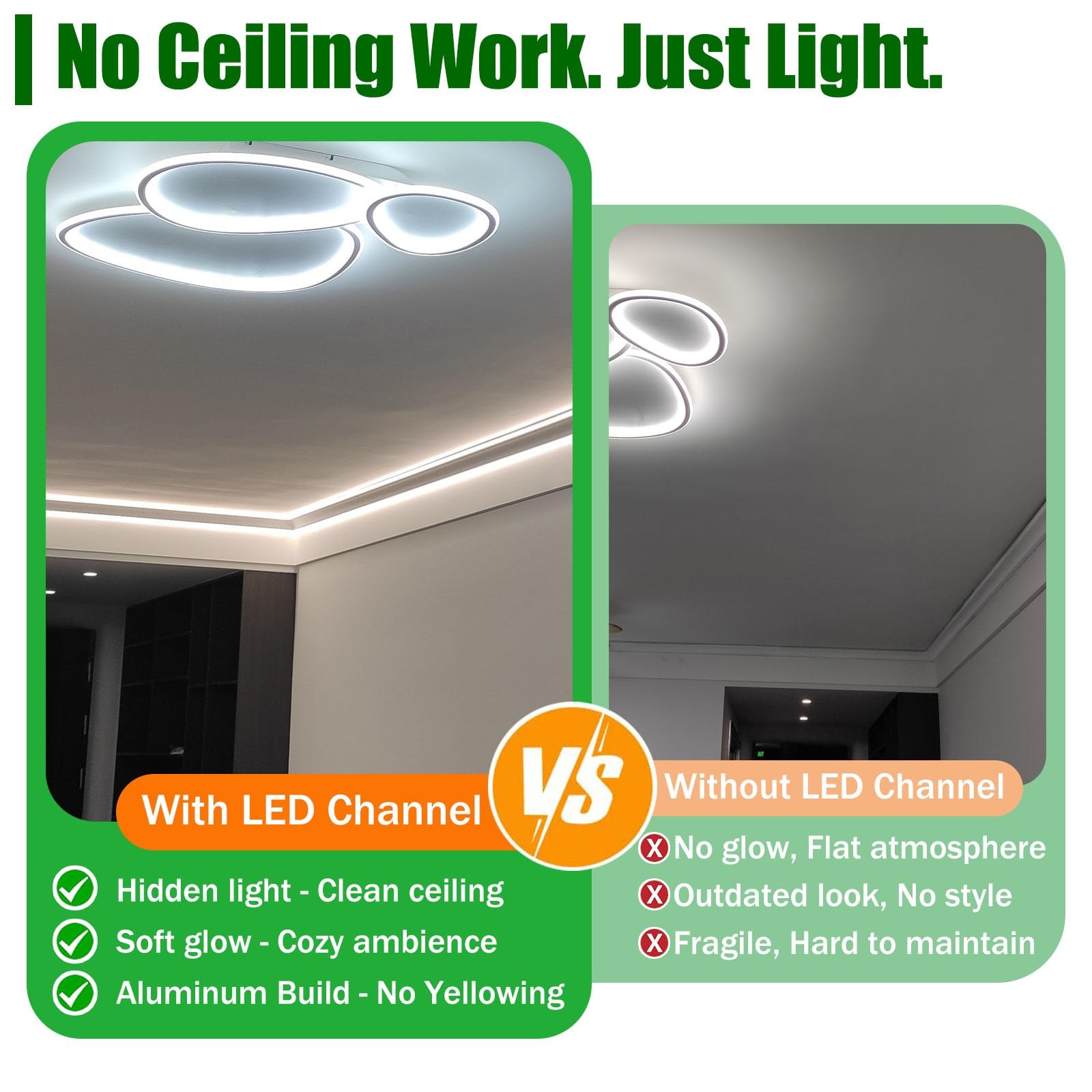 Led Deckenleiste LED-Stuckleiste Mit Verdecktem Kabelkanal, Indirekte Beleuchtung Für Abgehängte Decken, Aluminiumprofil Für LED-Streifen Im Wohnzimmer(6m/19.7ft)