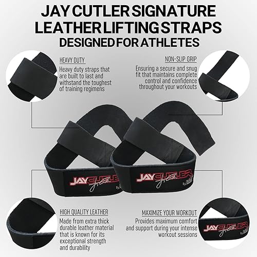 Miniatura 3 de Schiek Deportes Modelo J1000LLS Jay Cutler Signature Correas de elevación de cuero - Negro