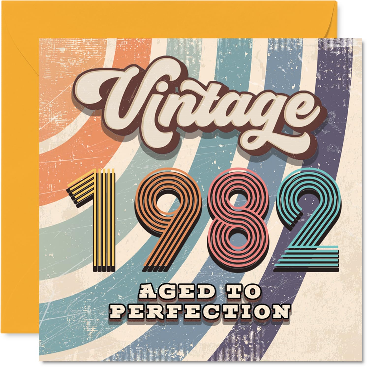 44th Birthday Card for Men Women - Vintage 1982 Aged To Perfection - Happy 44 Birthday Cards for Sister Son Colleague Neighbour Wife Brother, 145mm Bday Greeting Cards