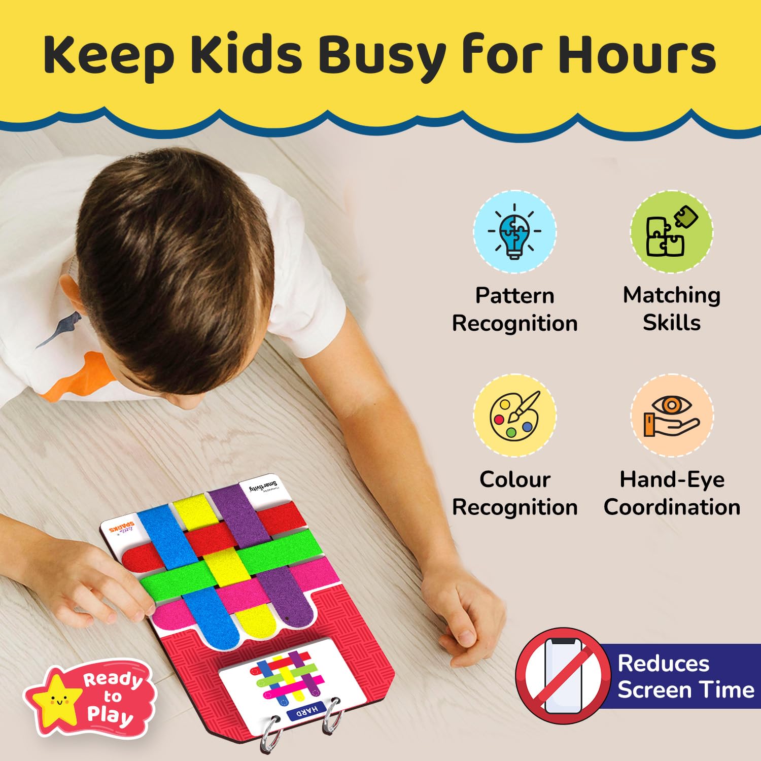 Smartivity Pattern Puzzle Game for Kids 4-8 Years | Color & Pattern Matching Toy | 30+ Challenges I Hand-Eye Coordination, Logical Thinking | Educational Travel Game for Ages 4,5,6,7,8 Boys & Girls 2