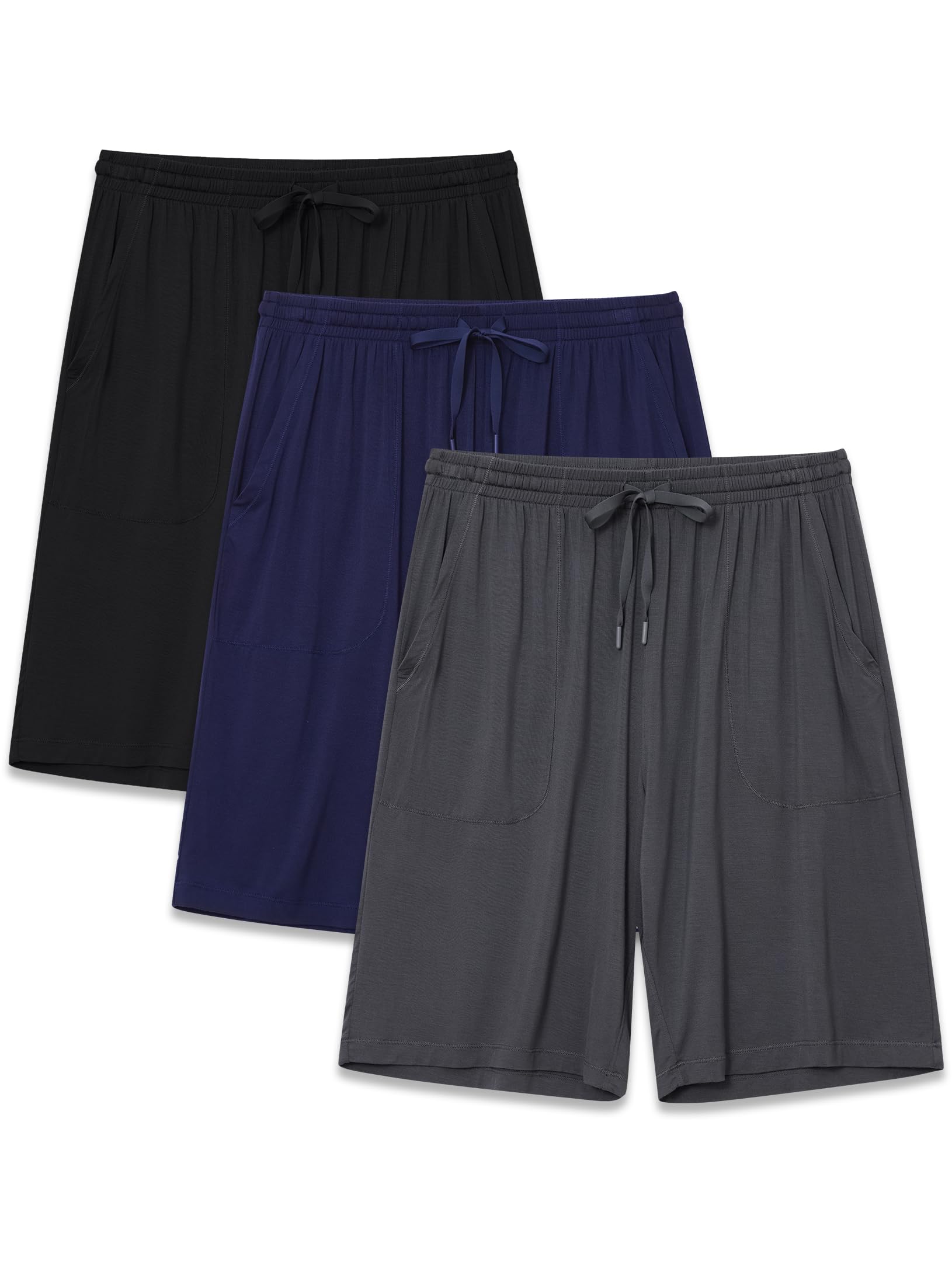 colorfulleaf Mens Pajama Shorts Bamboo Lightweight Sleep Shorts Lounge Wear Pajama Pants with Drawstring Pockets 2 or 3 Pack-picture-50