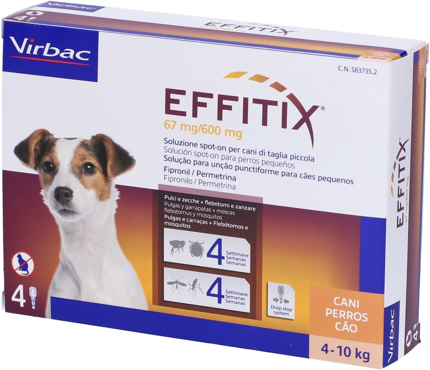 EFFITIX Cane SMALL (4–10 kg) / 4 pipette da 1,1 ml - 2 Confezioni - 8 Pipette