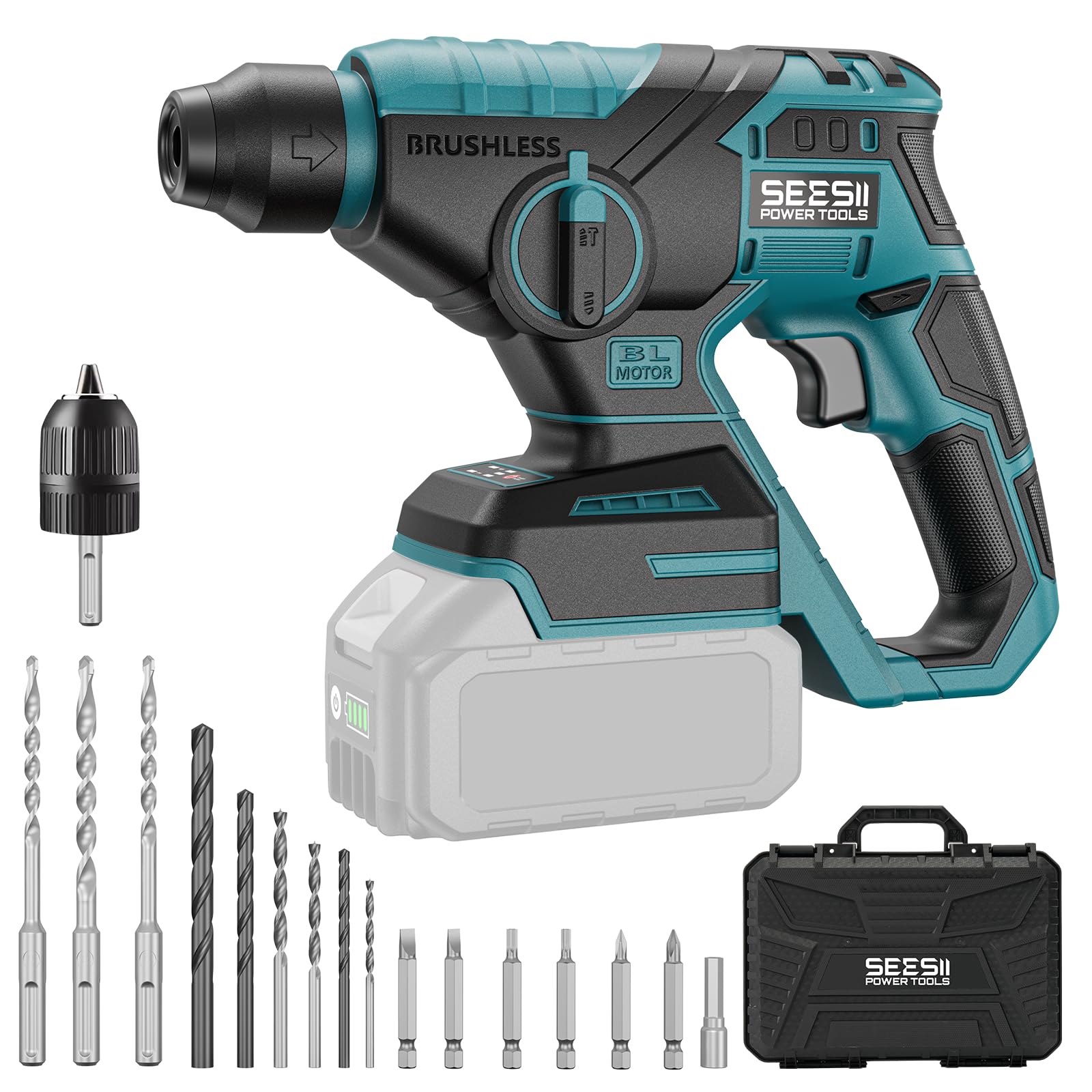 Amazon | 【2025年最新型】 SEESII 電動ハンマードリル 18V充電式