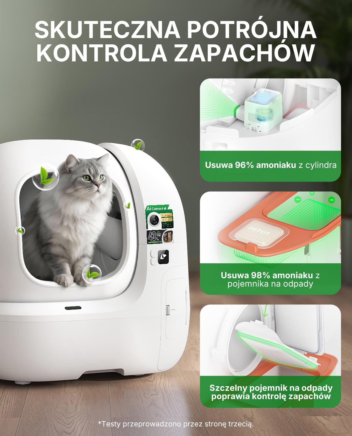 PETKIT PUROBOT MAX PRO 2 Samoczyszcząca Kuweta dla Kota, Większe Wejście, Kamera AI, Automatyczna Kuweta dla Kota, 2.4G i 5G Wifi, Kontrola Aplikacji, Eliminacja Zapachów, 76L, dla Różnych Kotów