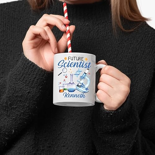 Miniatura 10 de Taza de té mágica de ciencia personalizada, taza de café Science Is Magic That Works, taza de cerámica para científicos con nombre personalizado,