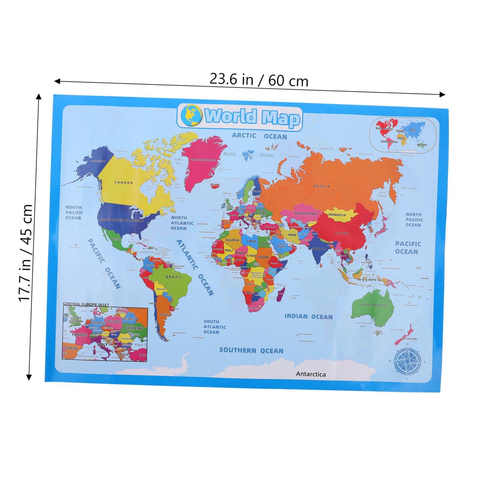 NUOBESTY 4 Hojas mapa del mundo mapamundi world Póster educativo posters decorativos cartel del mundo a mural del usa as del as para niños papel sintético