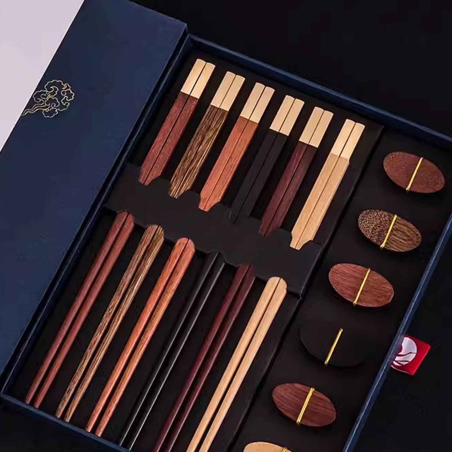 Baguettes réutilisables, Baguettes réutilisables, Baguettes jetables 6 Paires deles, Baguettes jetables 6 Paires de Baguettes de Style Chinois, Coffret Cadeau de Baguettes antidérapantes (G)