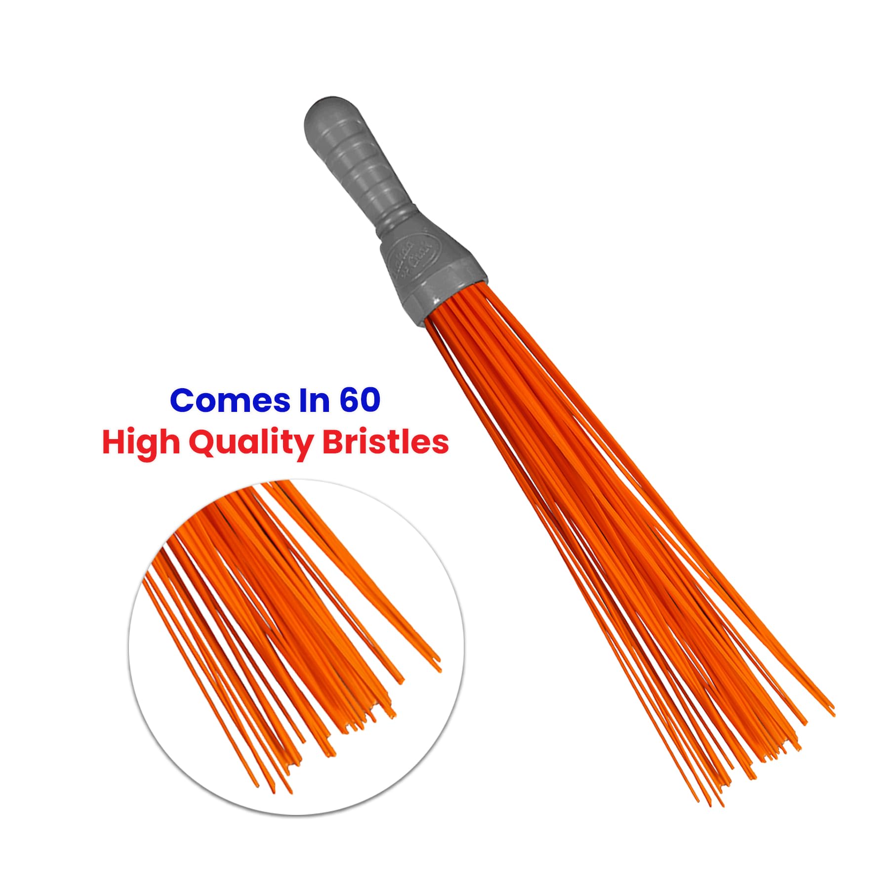 Chakaachak Kharata Broom with 60 Plastic Sticks | Heavy Duty Floor Cleaning Broom for Home, Outdoor & Indoor Use | Long Handle, Durable, Lightweight, Easy Grip 1