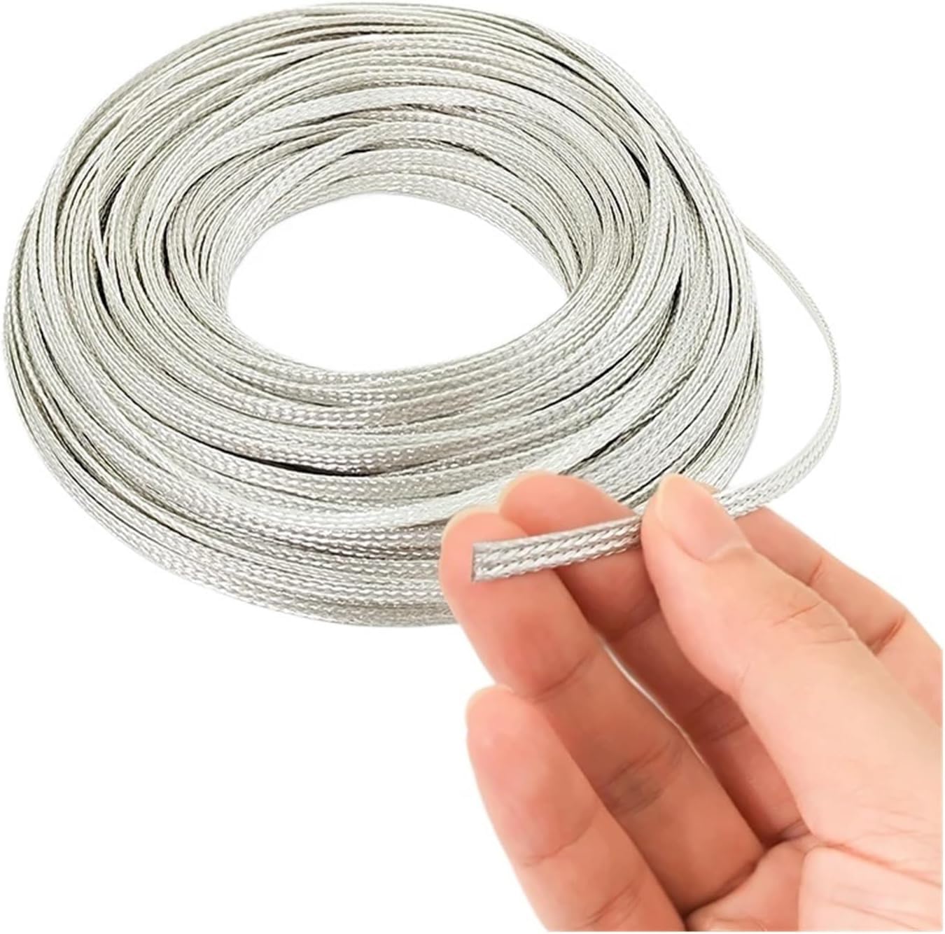 Cavo piatto intrecciato in rame, Protezione isolante elettromagnetica WaveProof placcata in argento da 1 m