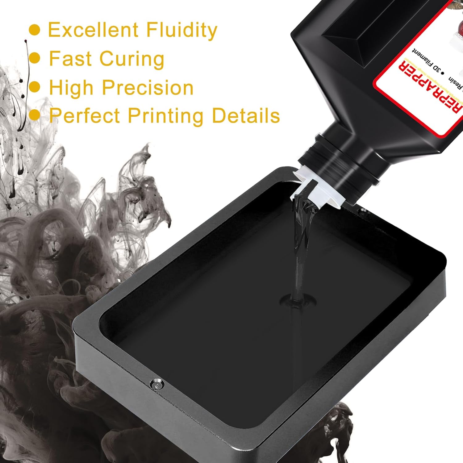 Reprapper Casting 3D Printer Resin, Castable LCD UV-Curing 1kg, Easy to Print and Use, High Resolution 405nm Photopolymer 3D Resin for Jewelries, Bracelet and Metal Parts, Black