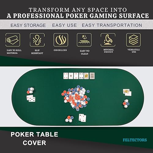 Miniatura 35 de Tapete de juego de mesa de 42 x 66 pulgadas, tapete Mahjong para mesa con bolsa de transporte, tapete de juego de neopreno antideslizante, cubierta