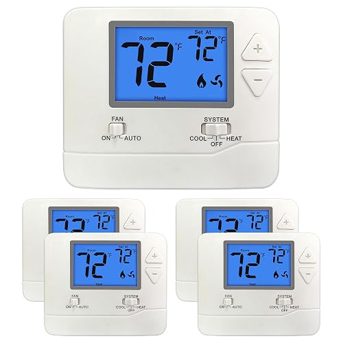 ELECTECK 5 Pack Non-Programmable 1 Heat/1 Cool Thermostat