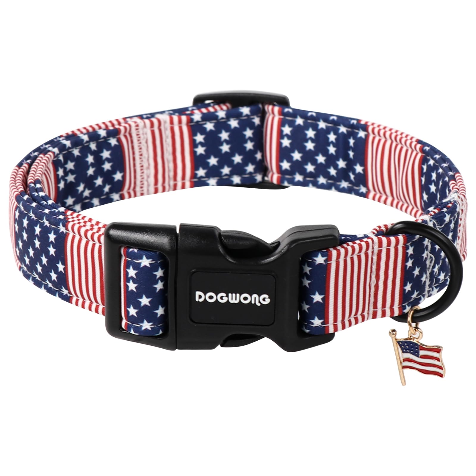 DOGWONG Patriotic Flag Dog Collar, 4th of July American Flag Dog Collars, Adjustable Cute Patriotic Pet Collars Fourth of July Design Dog Collar for