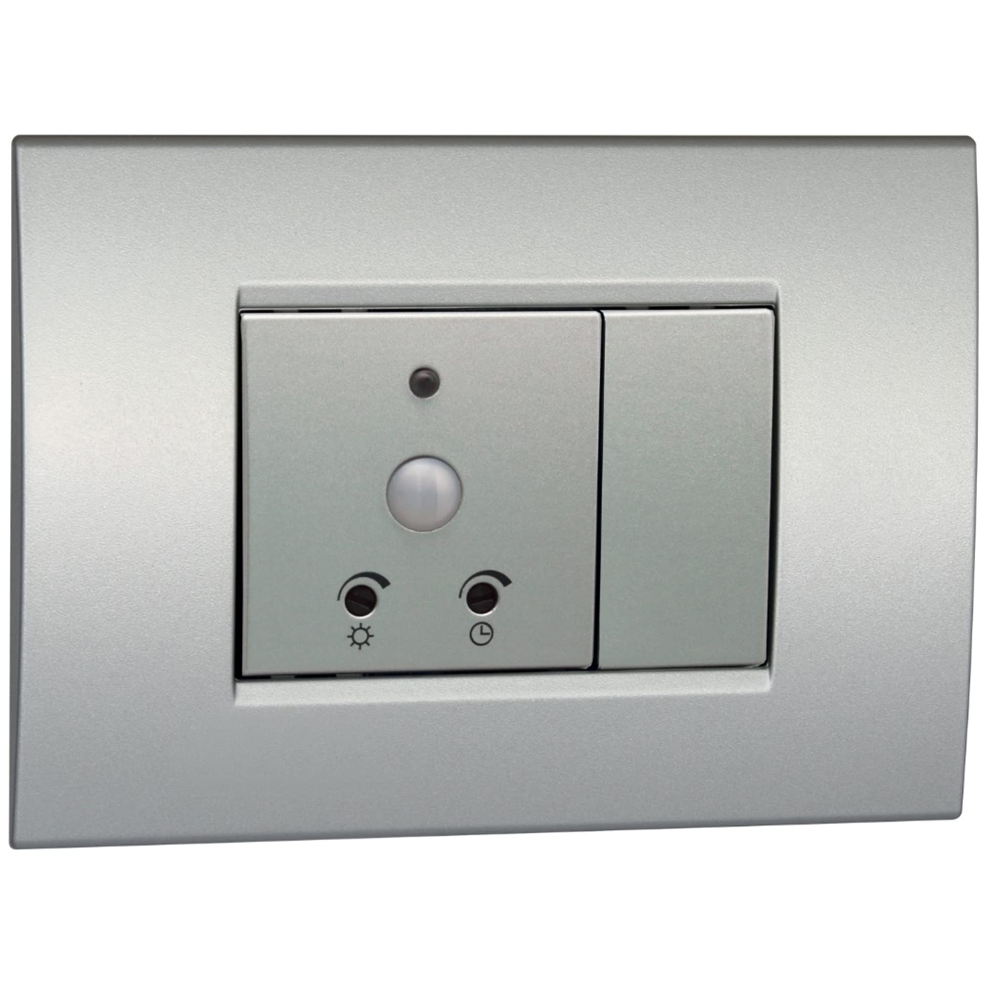 VEMER VE790900 SENS IR DUO - Rilevatore di Movimento Crepuscolare da Interno, Sensore di Movimento a Infrarossi, Installazione su Scatola da Incasso, Argento