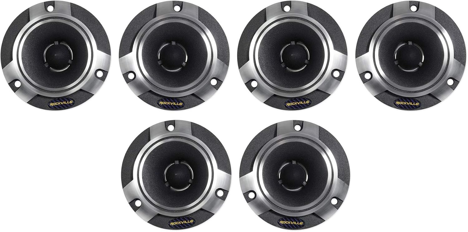 Rockville RT5 Aluminum Tweeter Pair, 2.8", 120W, 4 Ohms, Titanium Diaphragm, Kapton Voice Coil, High Sensitivity, CEA, Perfect for Car and Pro Audio, 3-Pairs