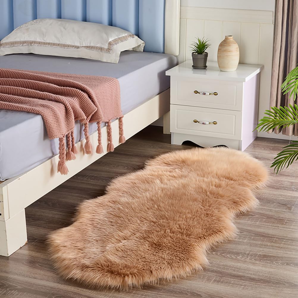 Shaggy Deep-Pile Rug, Non-Slip Washable Fluffy Rugs Area Runner Rugs Modern Decorative Rug for Bedroom, Living Room,brown,90 * 60cm