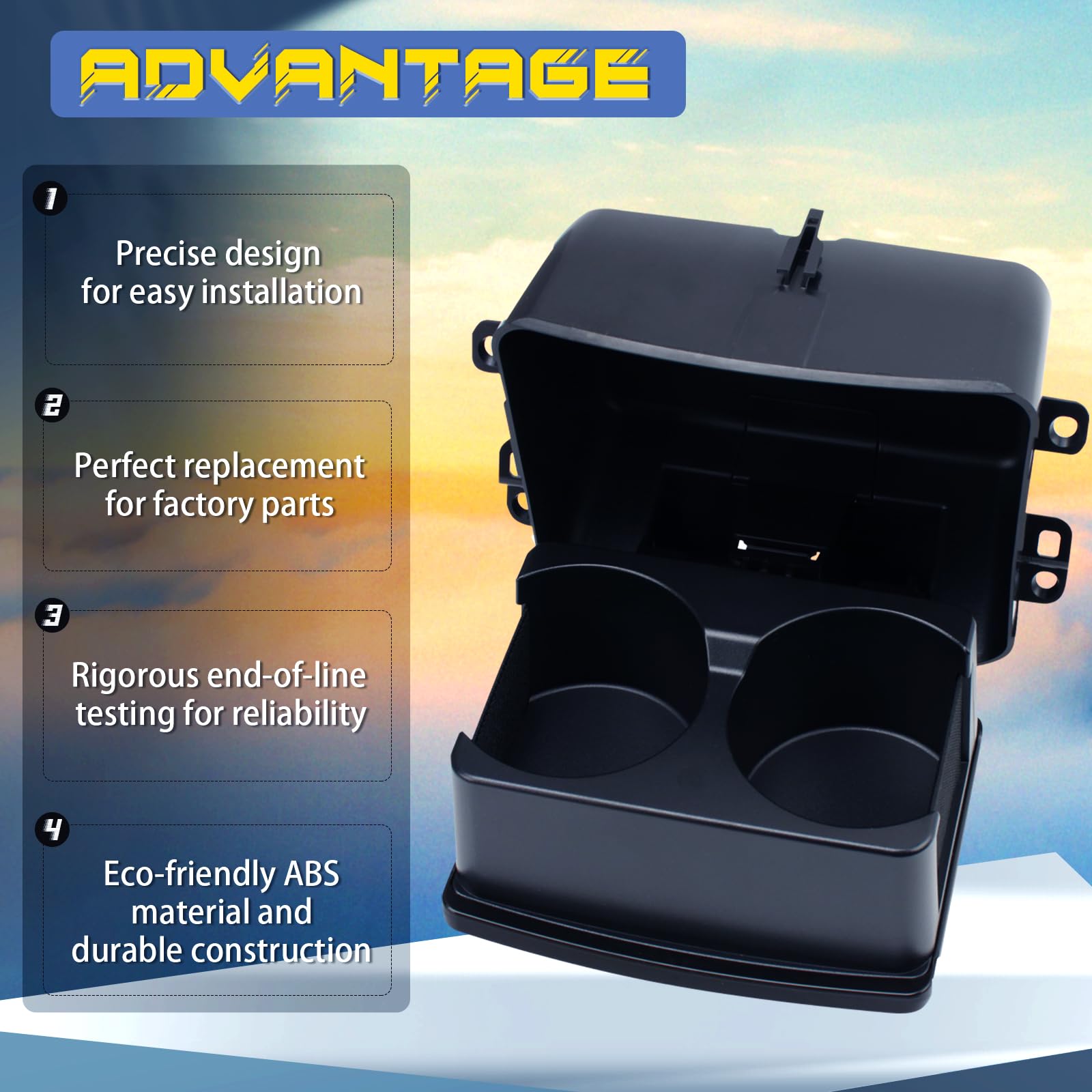 Front Center Console Cup Holder For 2016-2018 Ford Explorer - Black Plastic, Direct Replacement