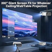 Vista 6 de [Auto Focus/4K Support] Projector with WiFi and Bluetooth, Native 1080P Outdoor Movie Projector with Auto Focus/4P6D Keystone/50% Zoom/PPT, DBPOWER