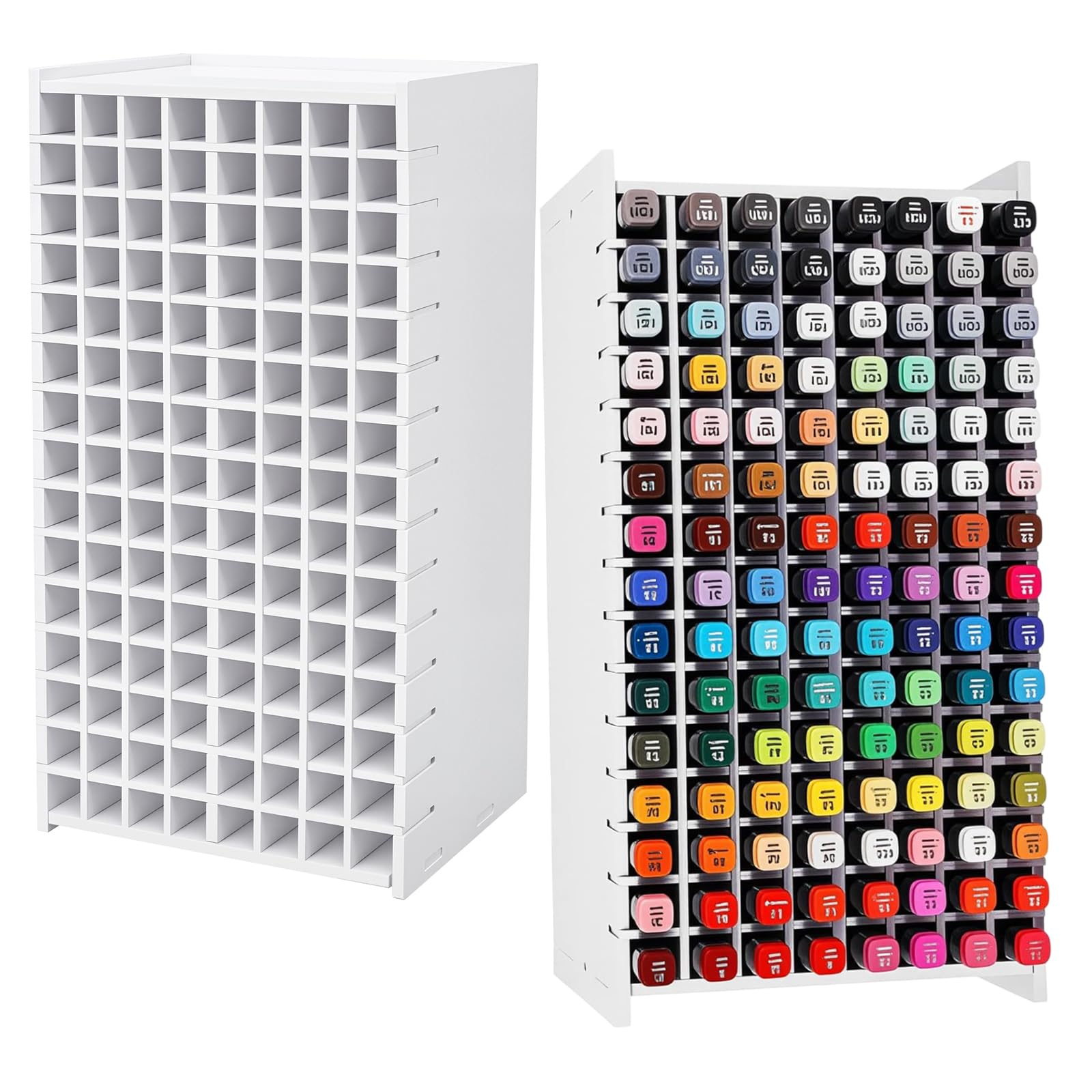 DAKFOOK 2 PCS Marker Storage Rack for 240 Markers, Marker Organiser Pen Holder with Visible Slots for Watercolor Pencils, Pens, Paintbrushes