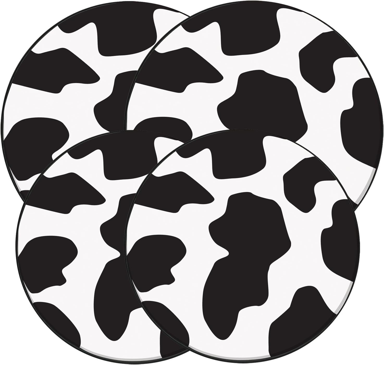 Range Kleen 5071 4 Pack Round Cow Pattern Burner Kovers with 2 8.5 Inch and 2 10.5 Inch