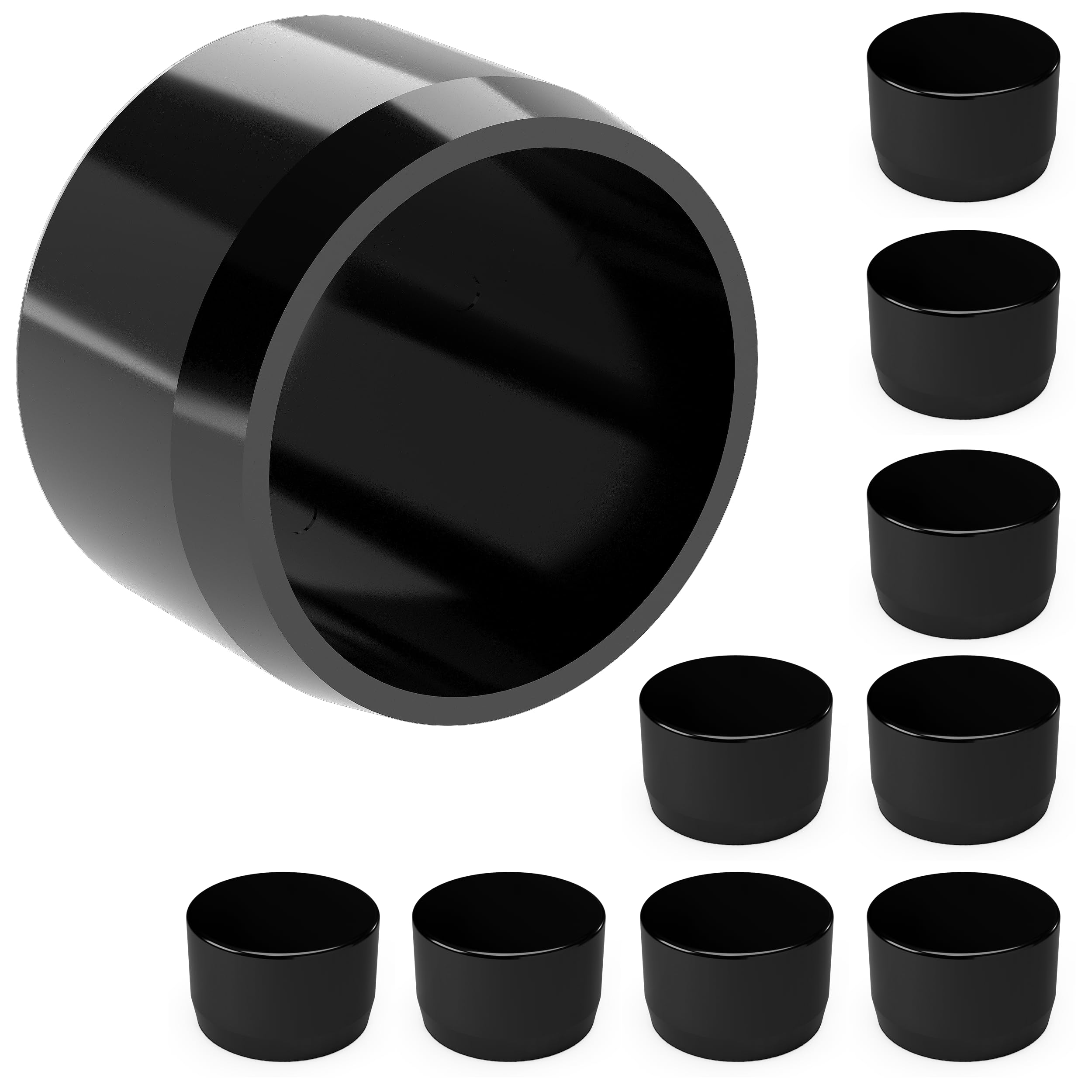 FORMUFIT F112EEC-BK-10 1-1/5.1 cm zewnętrzna płaska zaślepka klasy meblowej w kolorze czarnym, średnica 4,8 cm, PCW (10 sztuk)