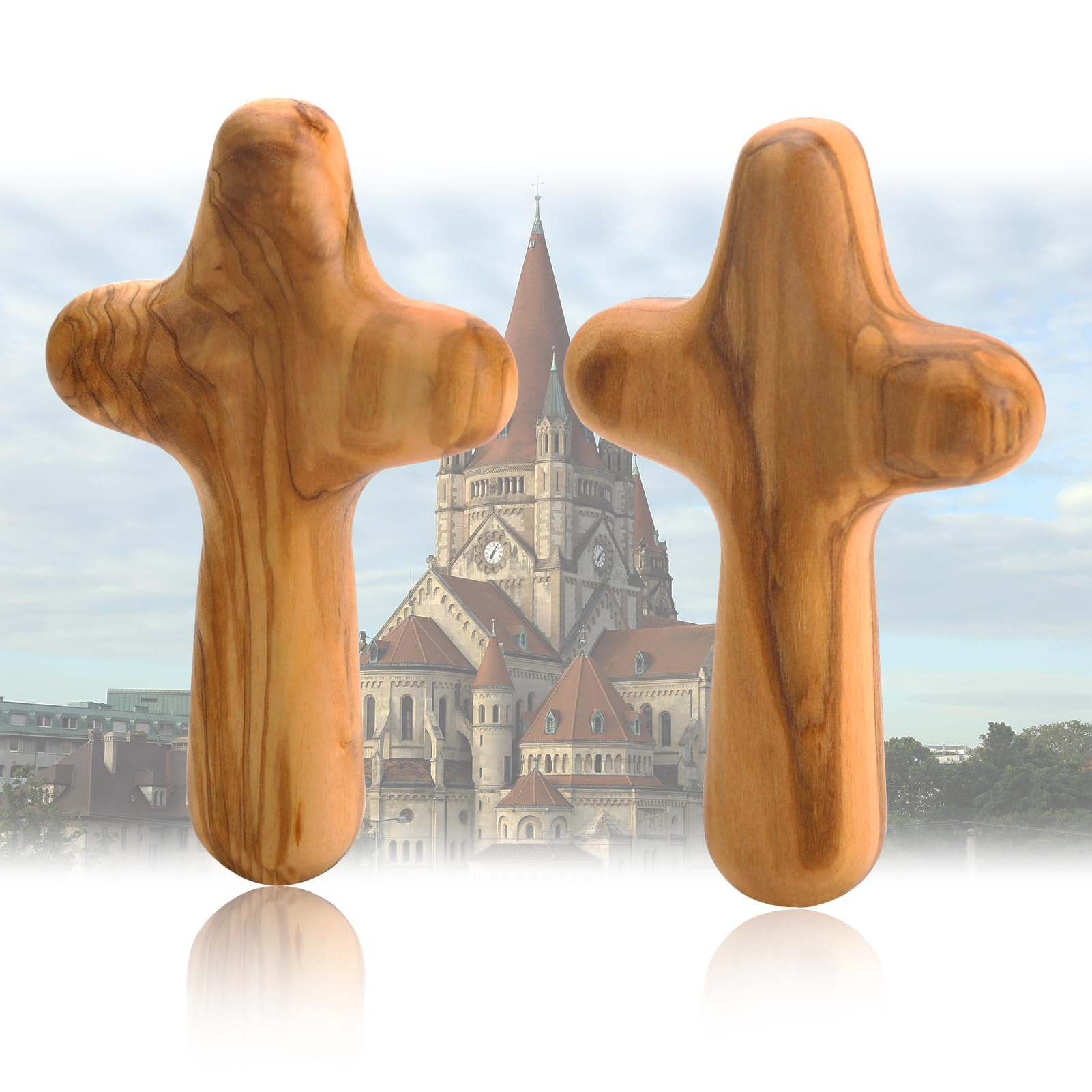 Croix en Bois d'olivier 10cm Lot de 2 Naturel Prière Méditation
