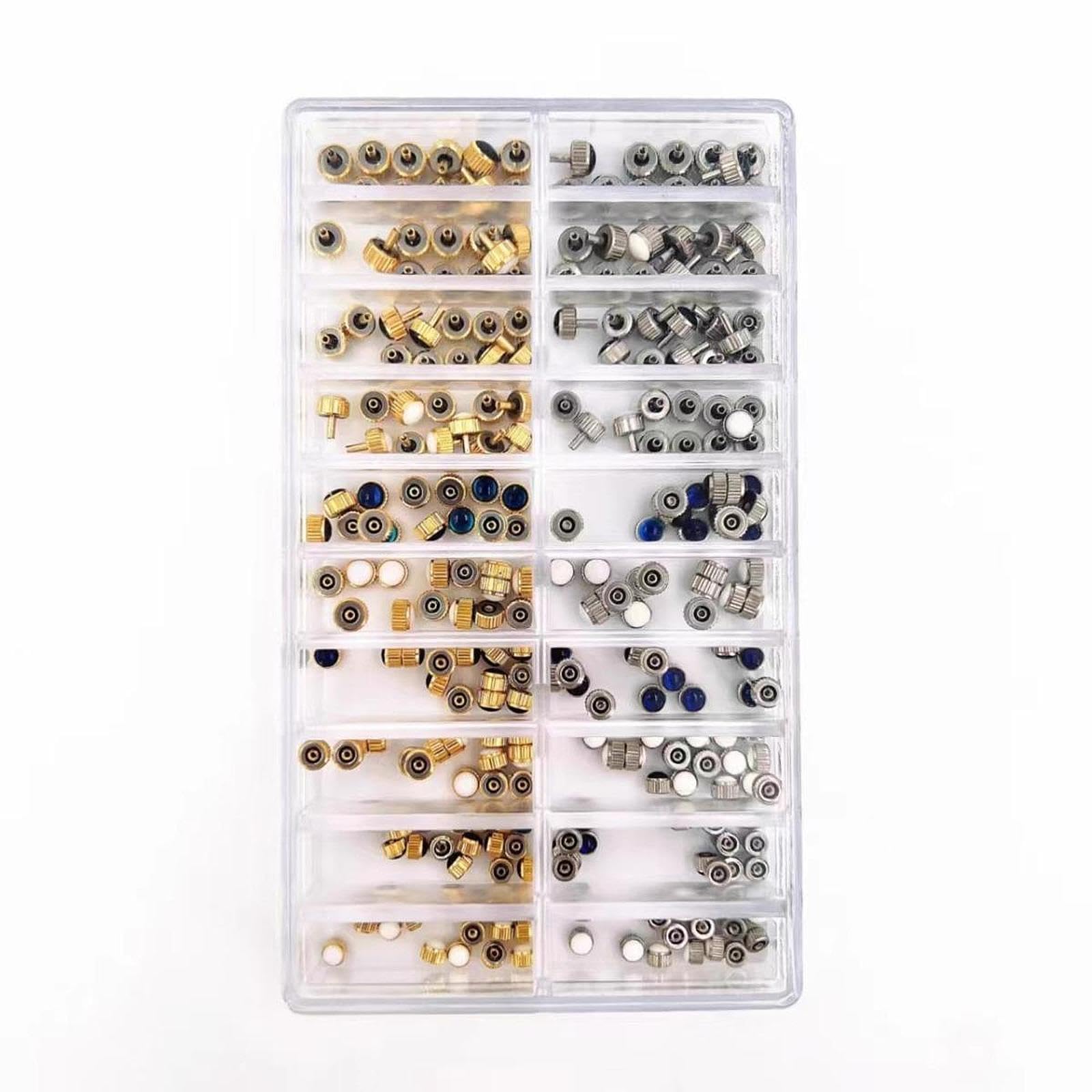 240 Pièces D'accessoires de Réparation de Montres, Couronnes Argentées, avec Boîte de Rangement.