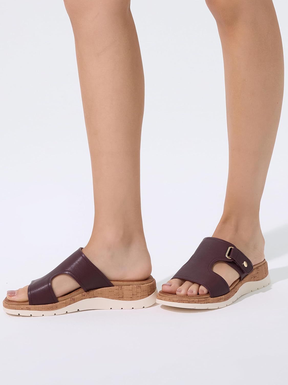 UBFEN Womens Platform Sandals with Orthopedic Arch Support - Low Wedge Heel, Lightweight Comfortable Slide Design for Casual Outdoor Walking, Beach, Work or Summer Outfits - Image 6