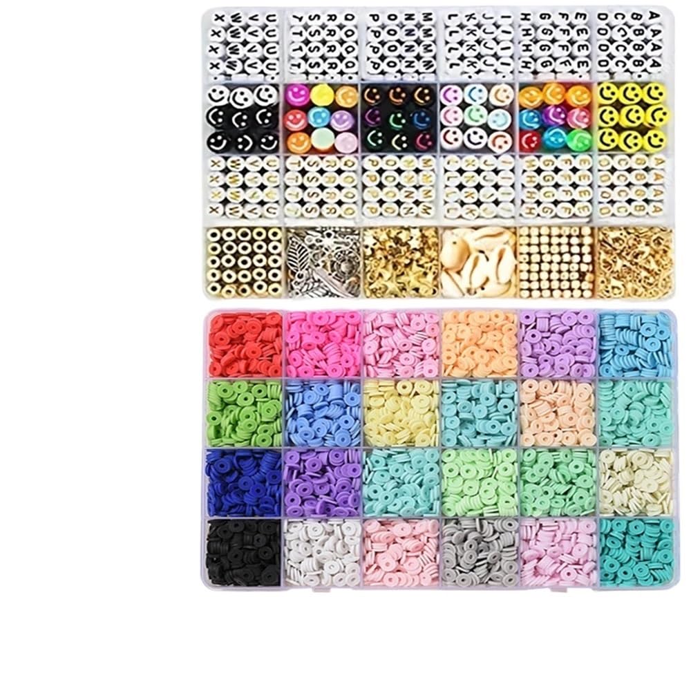 Abalorios Para Hacer Pulseras Kit de fabricación pulseras for 7200 cuentas arcilla, joyas con del alfabeto y colgante