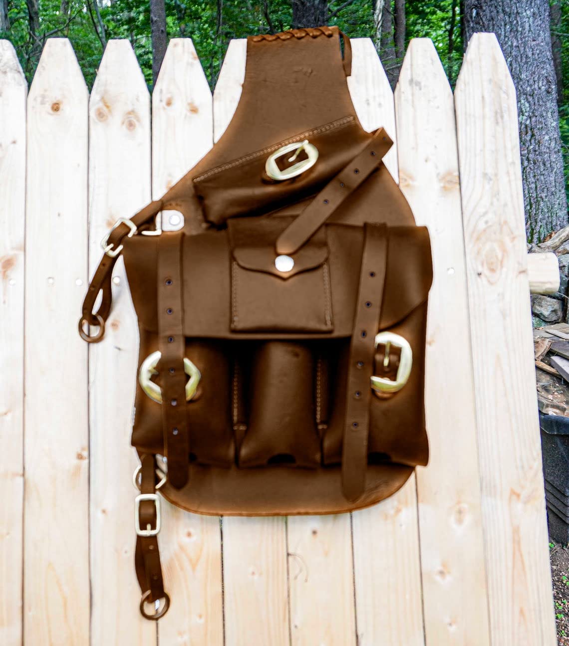 HUMAYL SADDLERY Horse Saddle Bag Cowhide Genuine Leather Western Equestrian Trail Simple Pack Equipment Horse Saddle Bags Size: 10” L x 10” W x 3 ½” D inches, BAG02