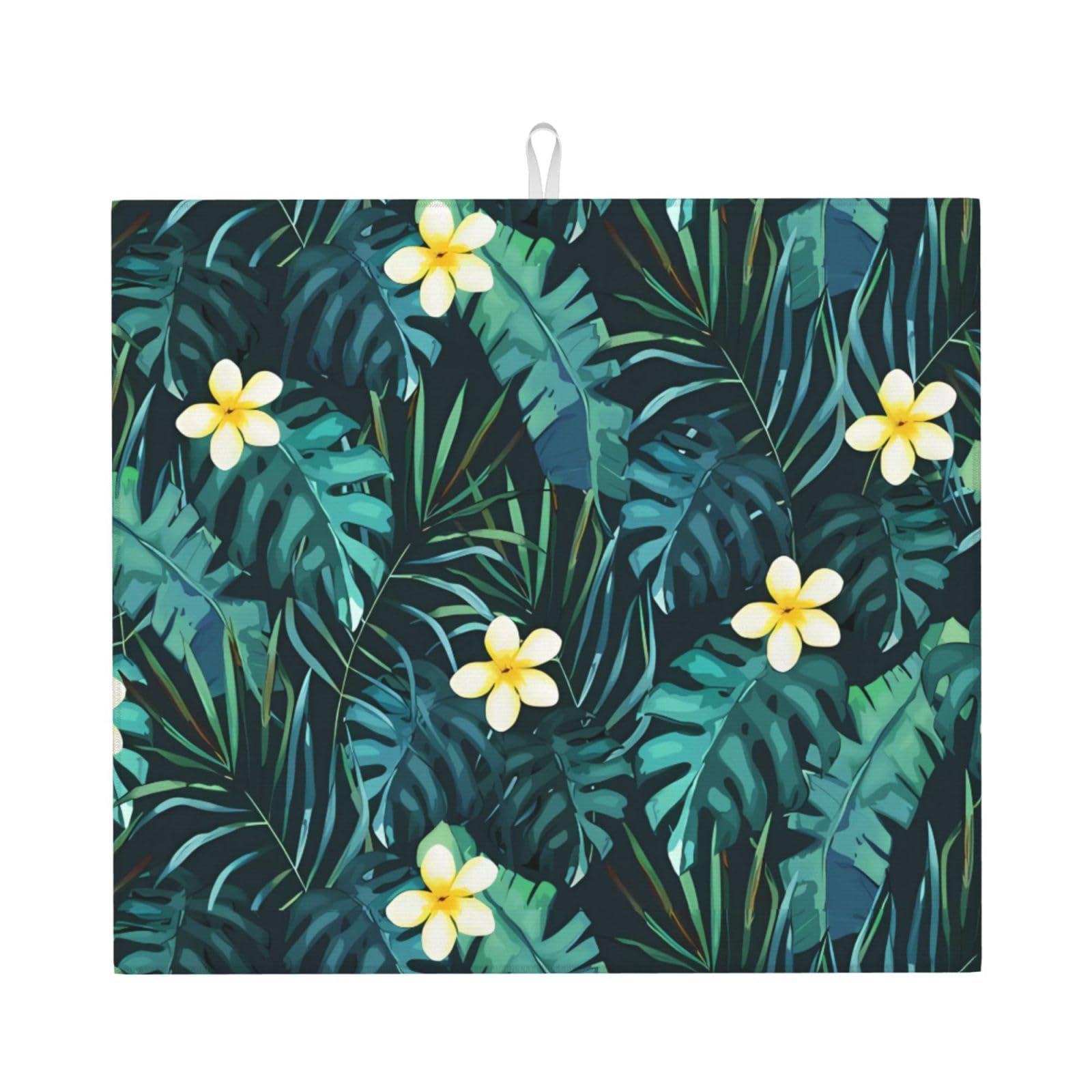 HJFCZH Hawaiian Prints Kitchen Drying Mat – Absorbent Microfiber Throw for Dishes, Non-Slip Counter Cover, Quick-Drying Layer with Fade-Resistant Print