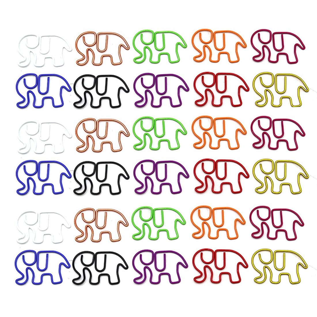 Gaodercha 30pcs Decorative Paper Clips 10 Colors Metal Elephant Paperclips Office Stationery Animal Elephant Paperclips Cute Paper Clips for Organizing Documents Sturdy Plant Clip Bookmarks