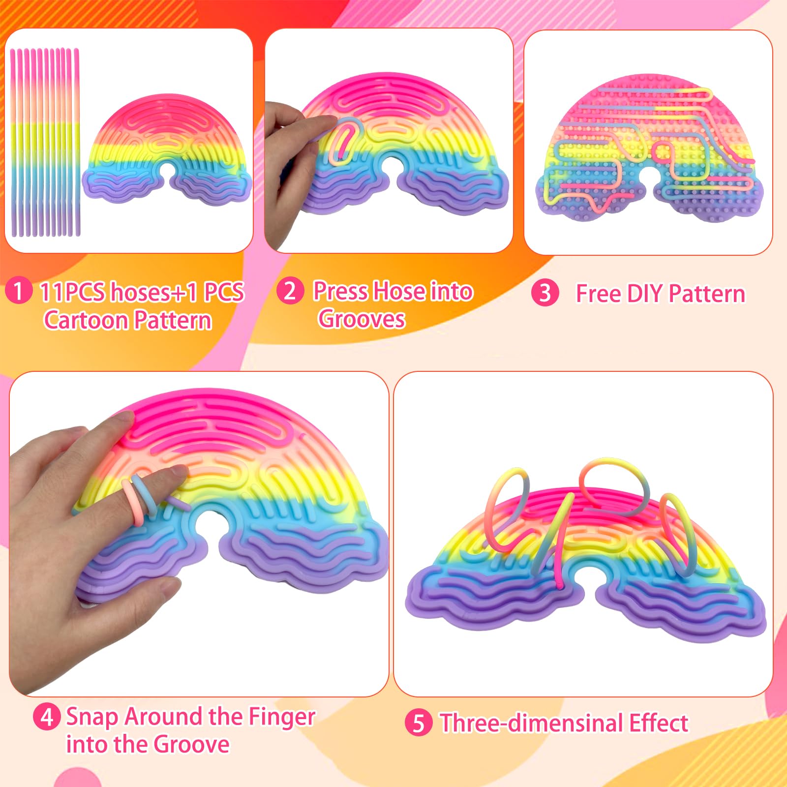 Tablica Aktywności Sensorycznej, Silikonowa Sensory Activity Board, Dwustronna Tablica Aktywności z 11 Kolorowymi Patyczkami, Zabawki Sensoryczne dla ADHD OCD ADD Autyzm (Chmury B)
