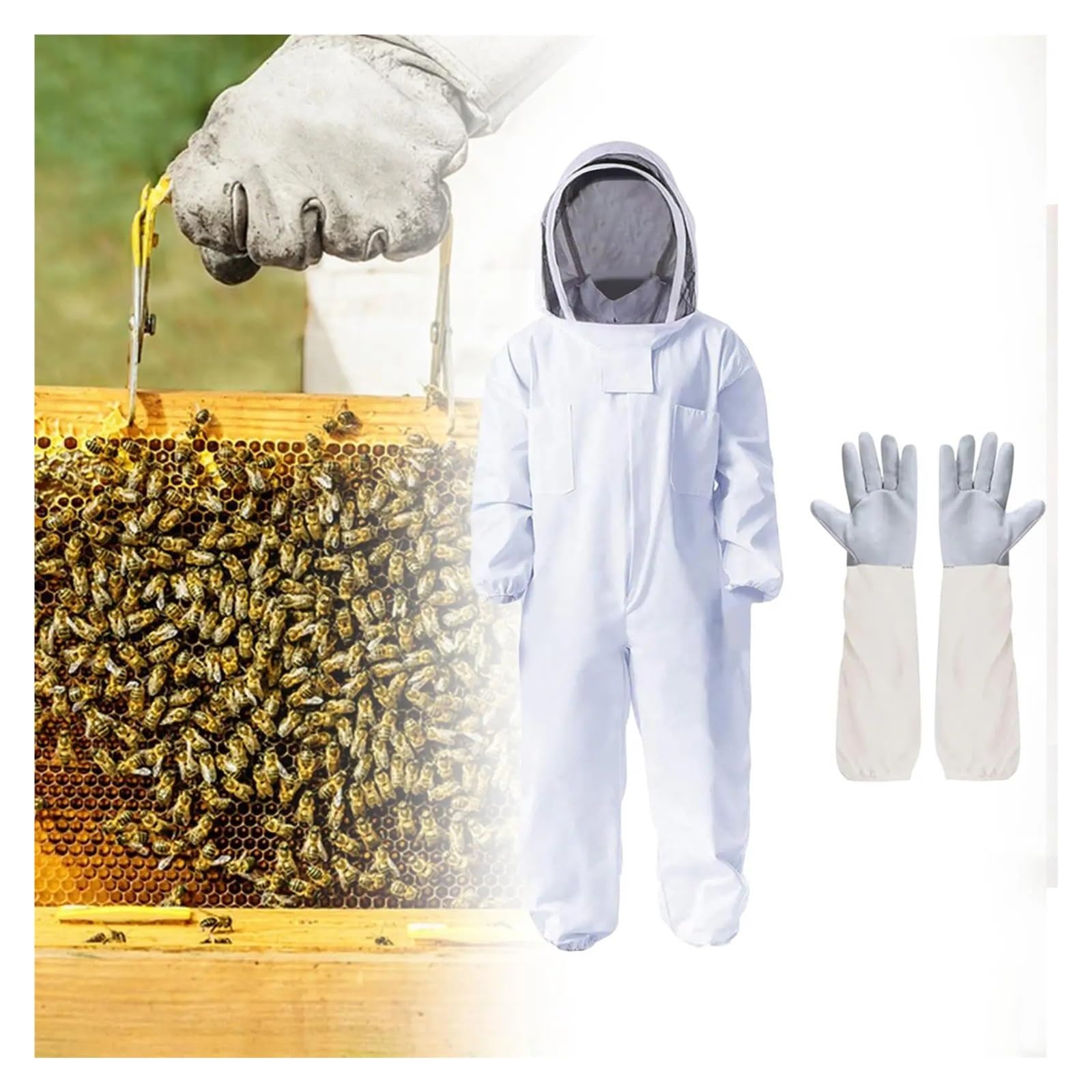 Costume d'apiculture, Combinaison d'apiculture ventilée avec gants, protection complète for apiculteurs, fermes, jardins et débutants(XL)