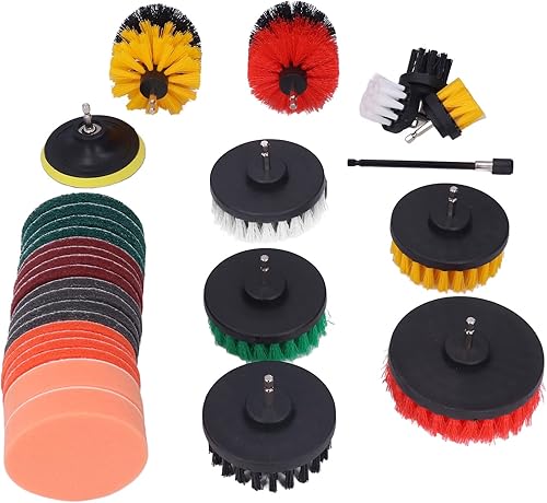 Miniatura 6 de Kit de cepillo de limpieza eléctrica, juego de accesorios de cepillo de cerdas de polipropileno, 30 piezas de vástago hexagonal de 14 pulgadas de