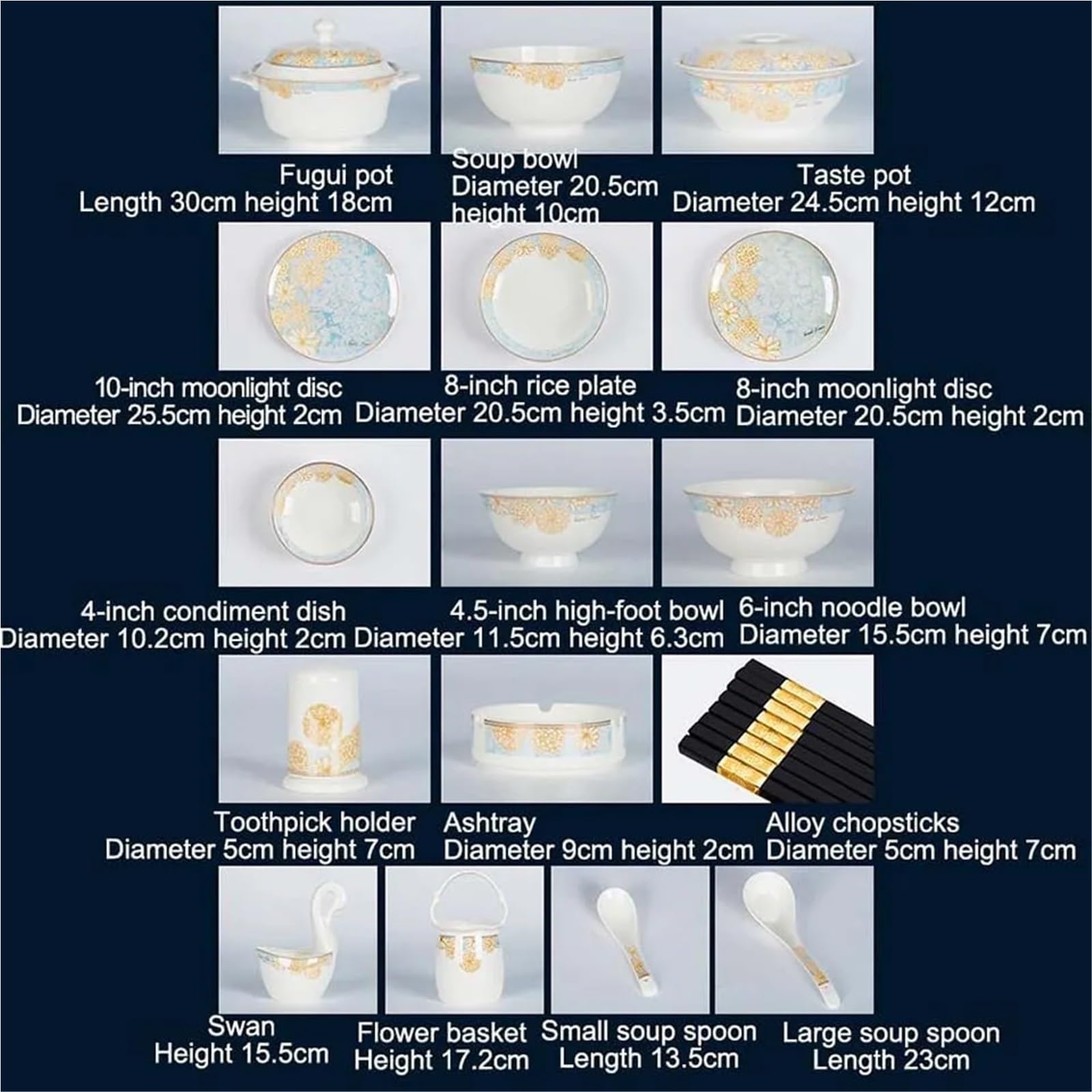 Zestaw naczyń ceramicznych, obejmujący miseczki na jedzenie, desery, sztućce, miski do ryżu, miski do sałatki i przybory kuchenne, 60 elementów.,60pcs-