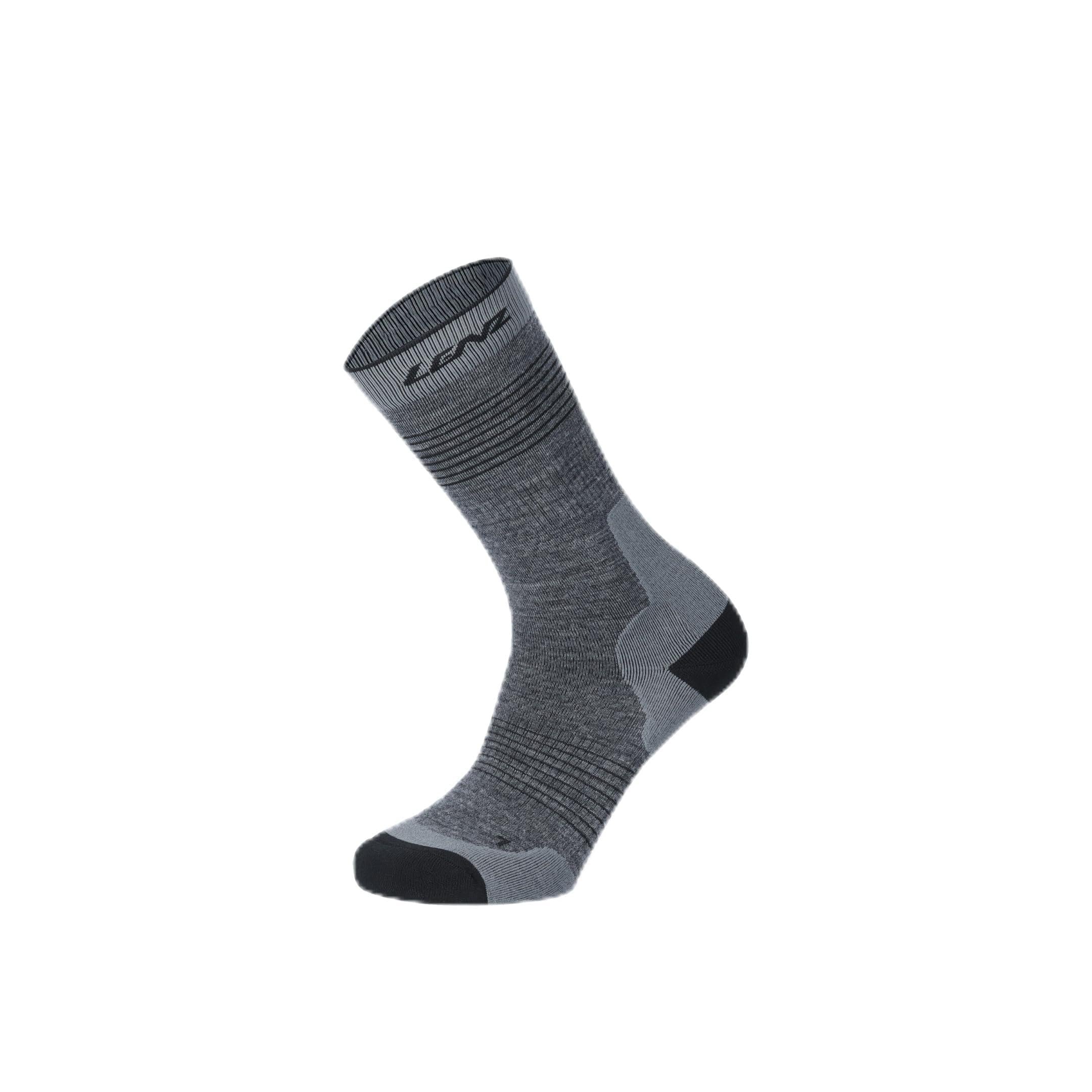 Lenz Think About Merino Outdoor Lot de 3 paires de chaussettes de randonnée mi-longues Gris foncé : anti-rayures, respirantes, rembourrées, laine mérinos et polyamide, 39-41, gris foncé, 39