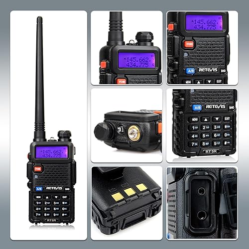 Miniatura 8 de Retevis RT-5R Radio bidireccional de doble banda, Walkie Talkie con auriculares, alta potencia, base de carga, batería de 1400 mAh, VOX, radio de 2