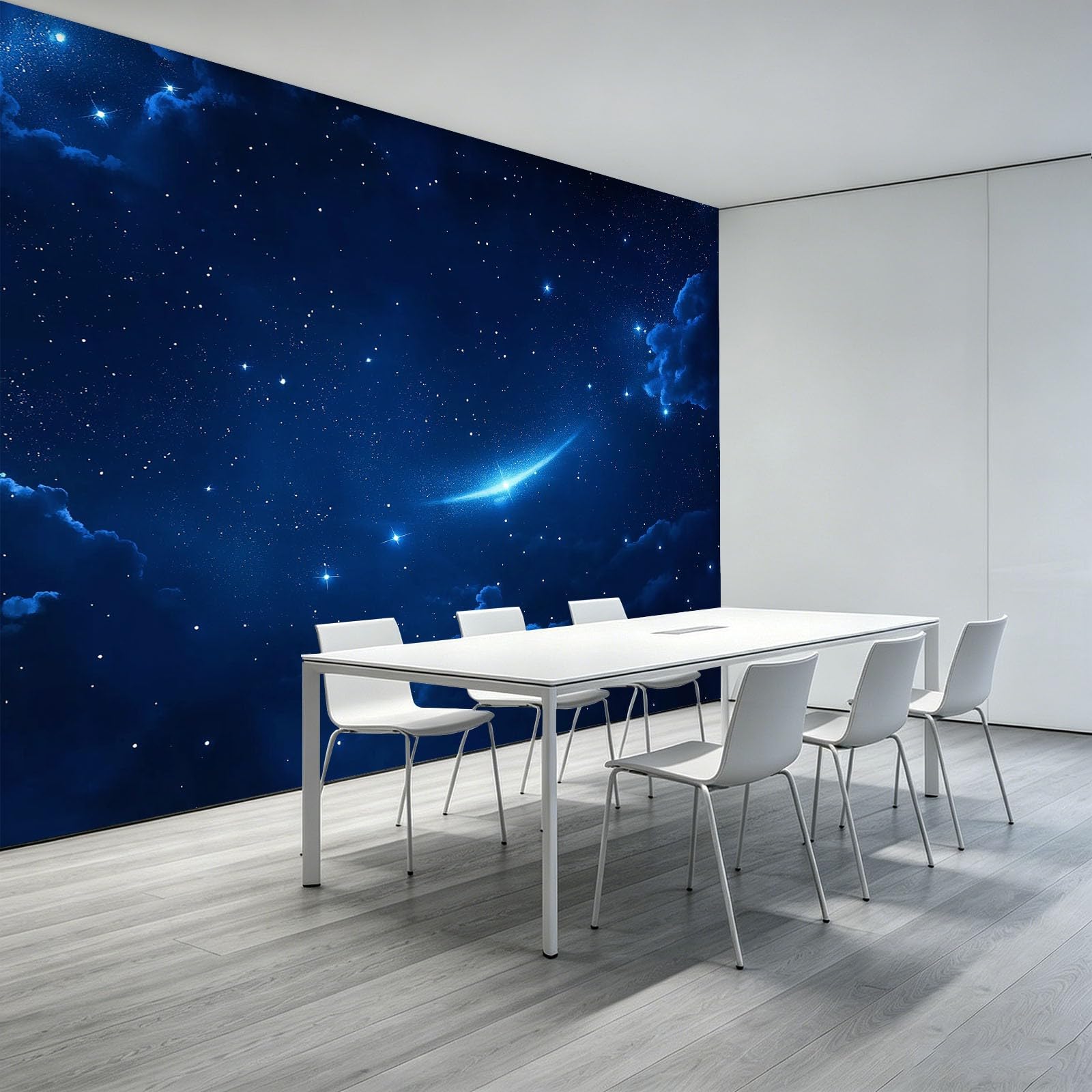 Fototapeta z włókniny, 350 x 256 cm, galaktyka, nocne niebo, wzór gwiazd, tapeta ścienna, efekt 3D, nowoczesna tapeta do salonu, na ścianę, pokój dziecięcy, tło TV, tapeta z motywem, granatowa