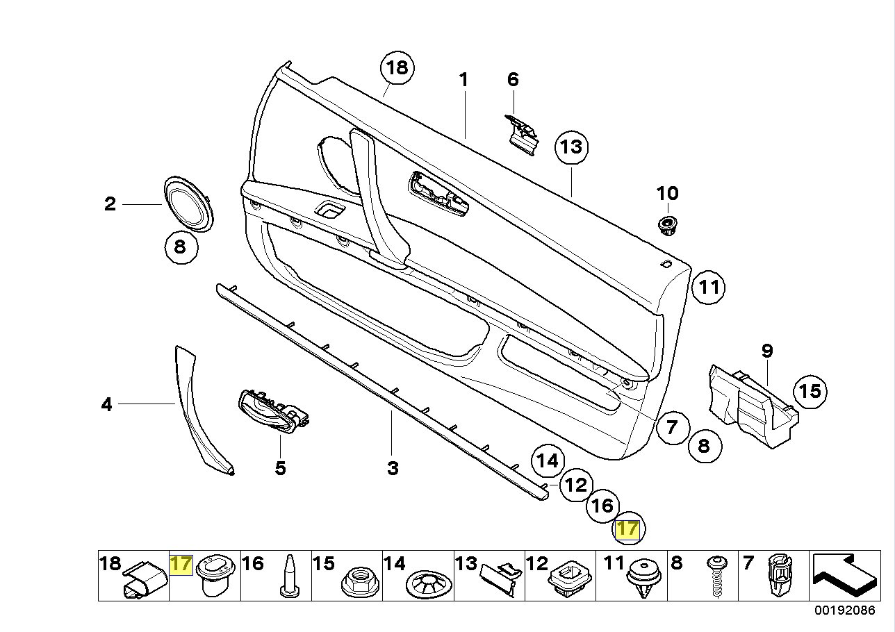 BMW Door Trim Strip Insert Plug Grommet Fixing 9141448 51459141448