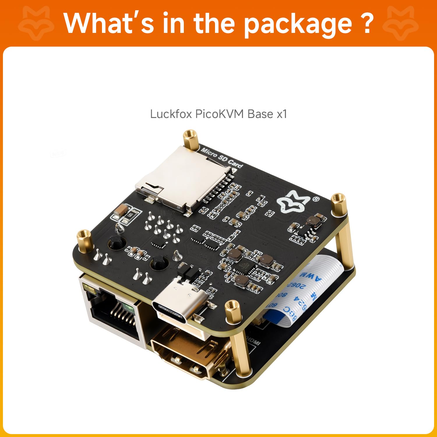 LUCKFOX PicoKVM Base - HDMI KVM over IP Remote Access Device, USB HID Simulation, Ethernet Control for PCs and Servers, No Software Required (Basic Version)