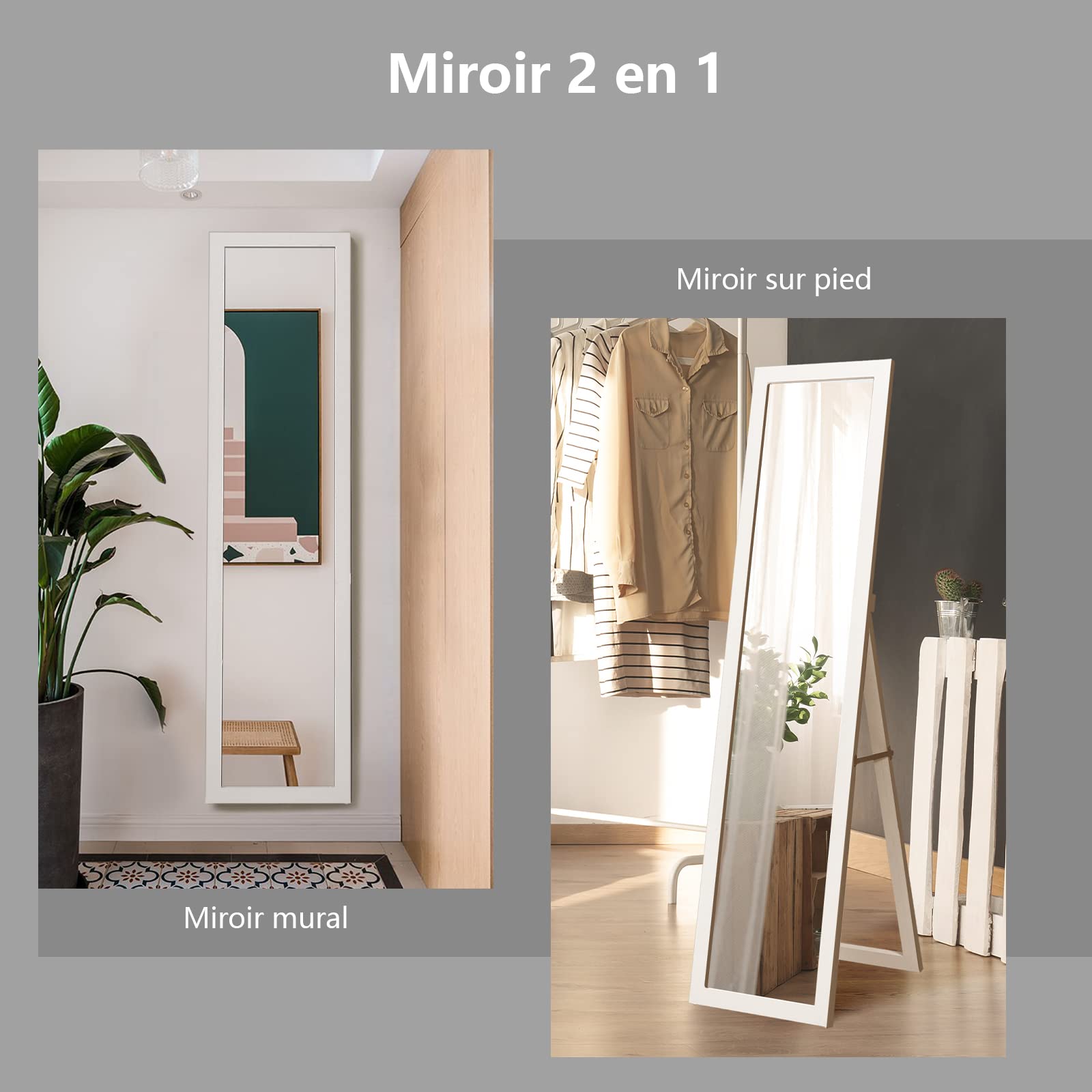 Miroir Caché Avec Rangement Intégré Et Panneau Perforé – 2 En 1 Coulissant, Bois Massif, Couleurs Vert Encre/noir/blanc – Idéal Vestiaire, Chambre, Salon (dimensions 40,6 X 140,7 Cm) - 8