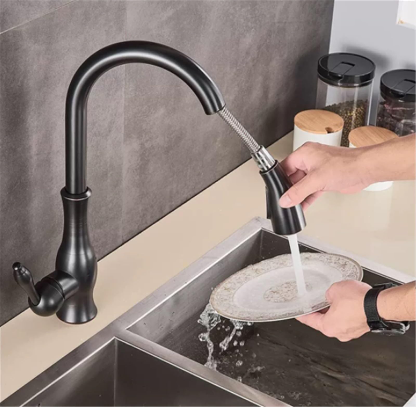 Robinet de cuisine en laiton avec douchette extractible de qualité restaurant
